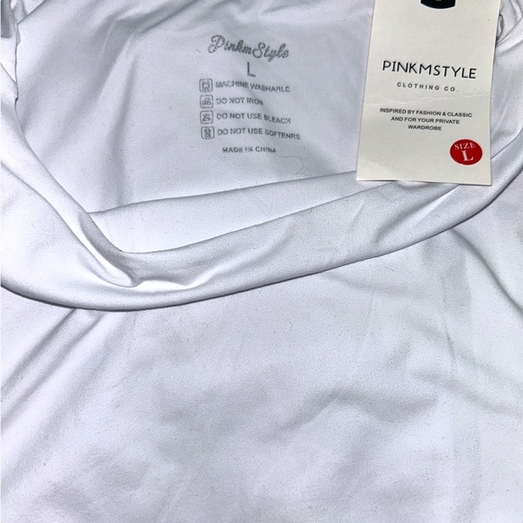 Long Sleeve Double Lines Slim fit Bodysuit White Size L - Picture 4 of 8